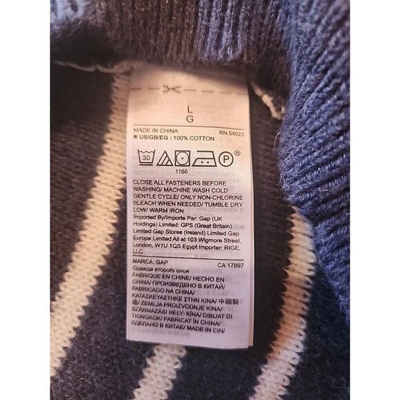 Gap Maternity Crew Neck Cotton Tunic Sweater, Large, Blue White Nautical Stripe - Picture 7 of 7